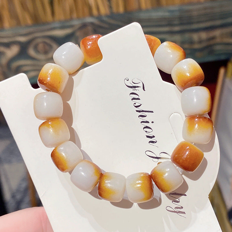 Wholesale Macaron Bamboo Two Tone Beaded Bracelet