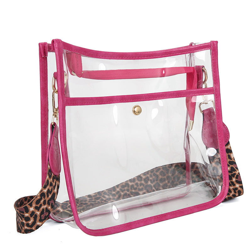 Wholesale Western Style Leopard Print Small Square Transparent Crossbody Bag