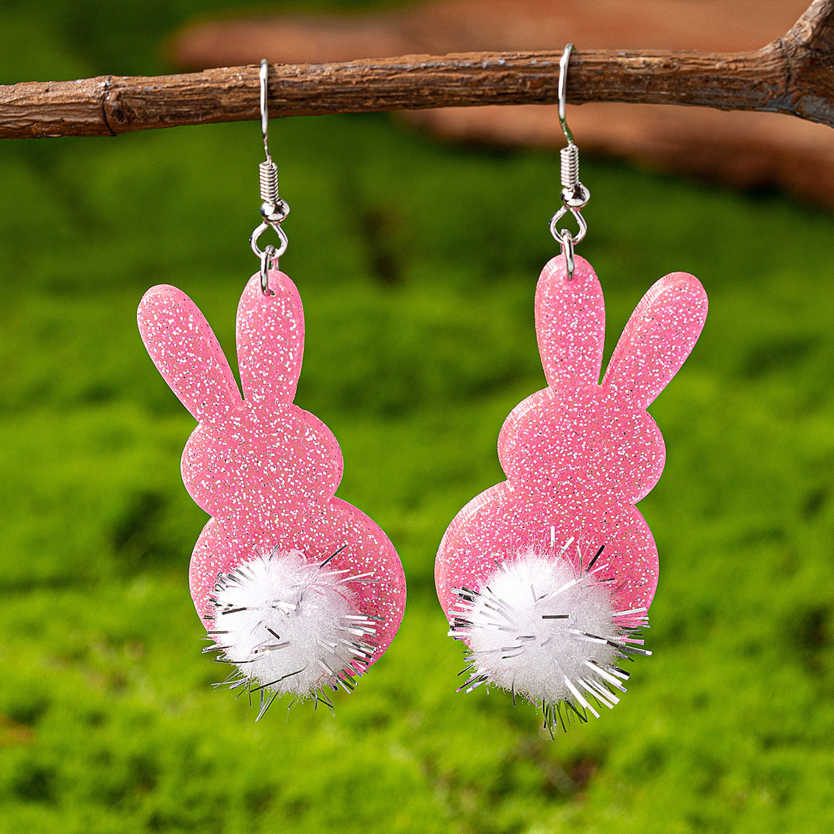 Wholesale Easter Purple Rabbit White Tail Earrings