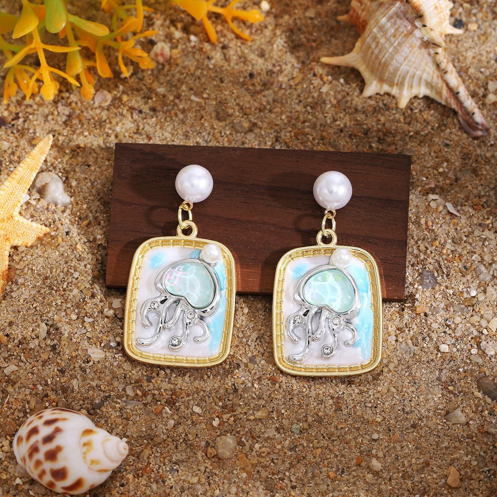 Wholesale French forest flower shell holiday earrings