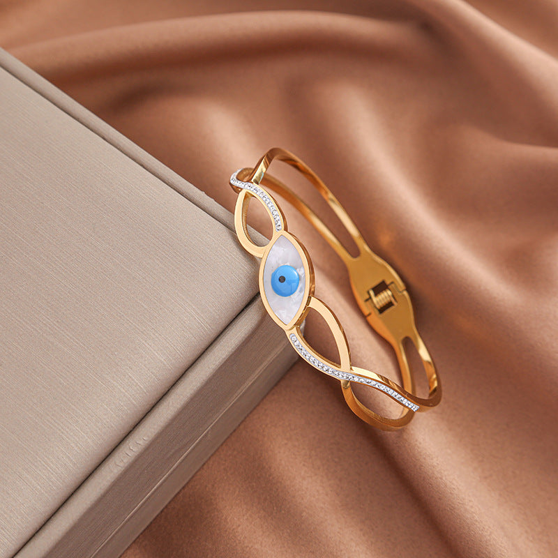 Wholesale Oil Dripping Diamond Devil Eye Titanium Steel Bracelet