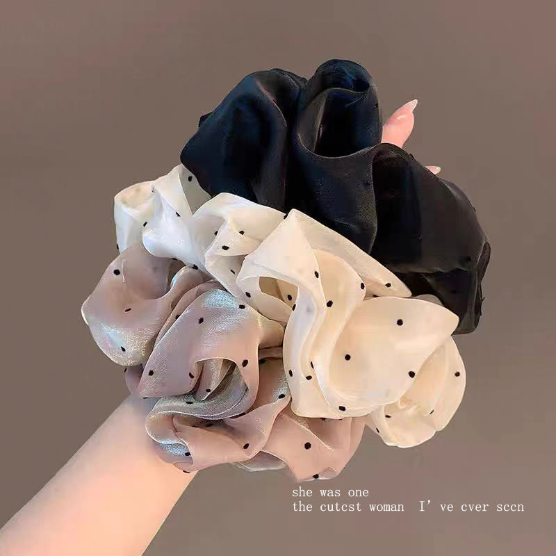 Wholesale Gentle polka dot pearlescent mesh oversized sausage ring