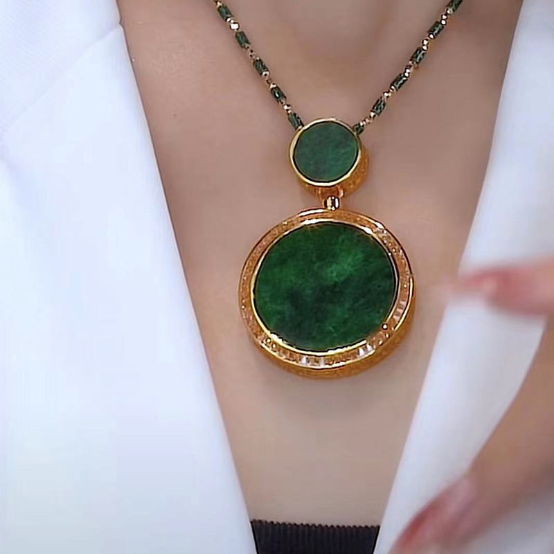 Wholesale Atmospheric round bamboo jasper pendant necklace