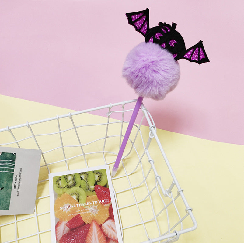 Wholesale Halloween Cartoon Bat Ghost Fur Ball Pen