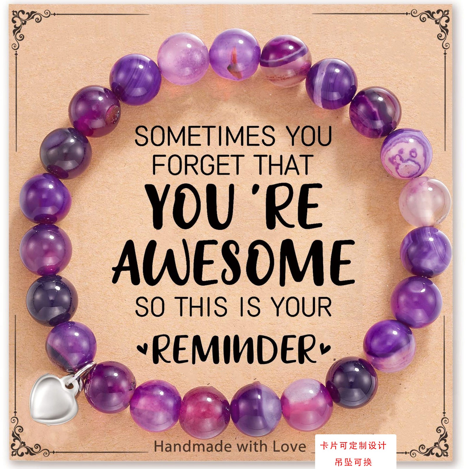 Wholesale Natural Stone Band Card Braided Obsidian Crystal Agate Beaded Bracelet