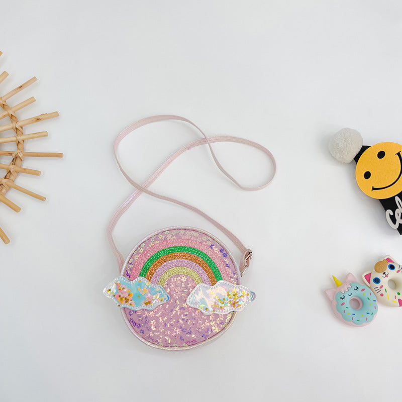 Wholesale Polyester Rainbow Sequins Kids Shoulder Bag