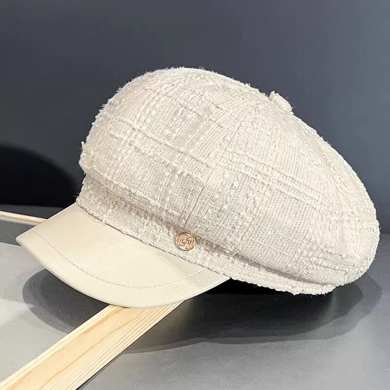 Wholesale octagonal hat Korean version all-match British retro plaid beret