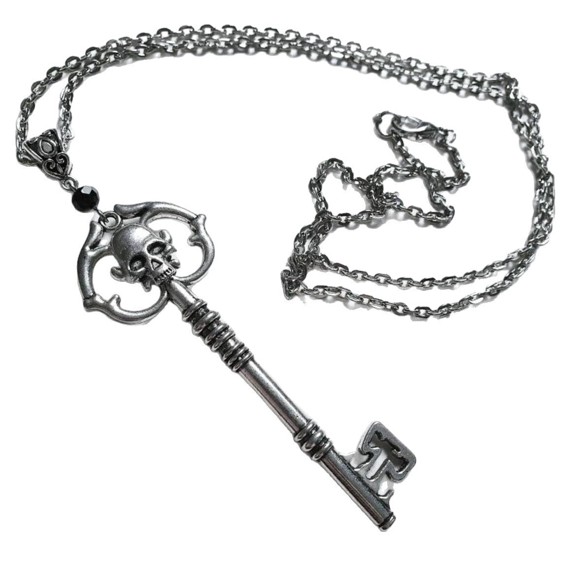 Wholesale Gothic silver skull key necklace