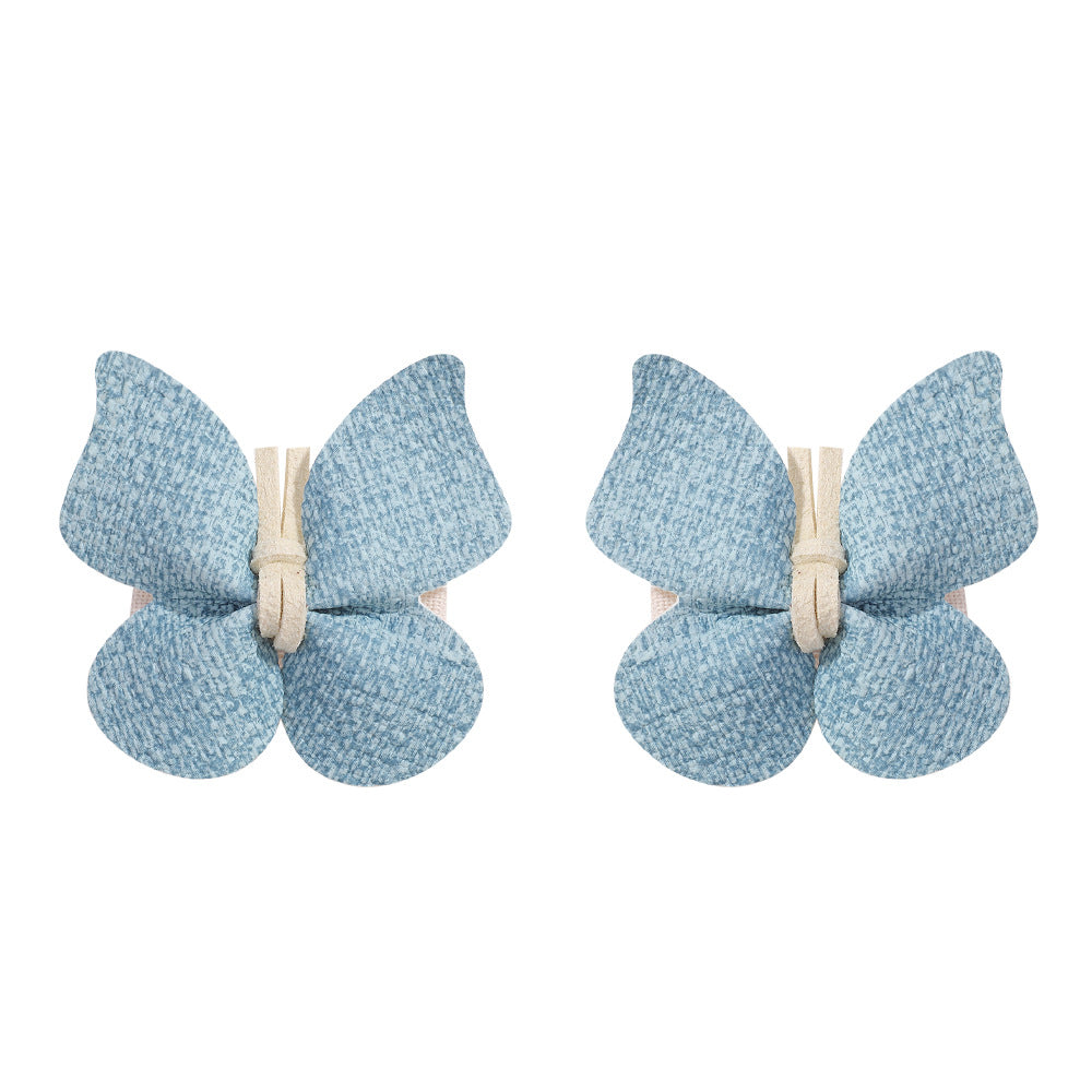 Wholesale PU Leather Handmade Butterfly Hairpin Retro