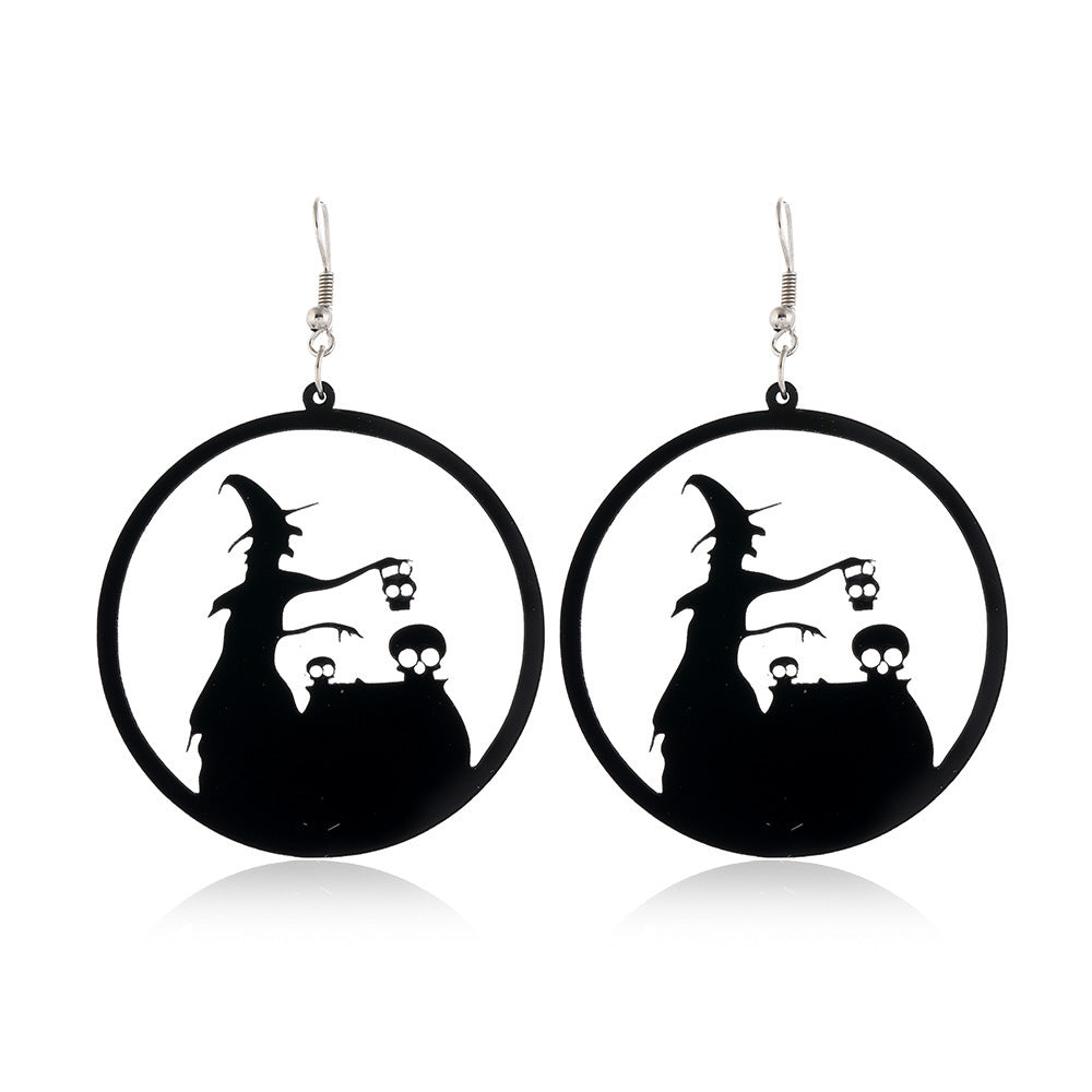 Wholesale Handmade Acrylic  Earrings Skull  Web Bat Design Trendy Jewelry Accessory For Party