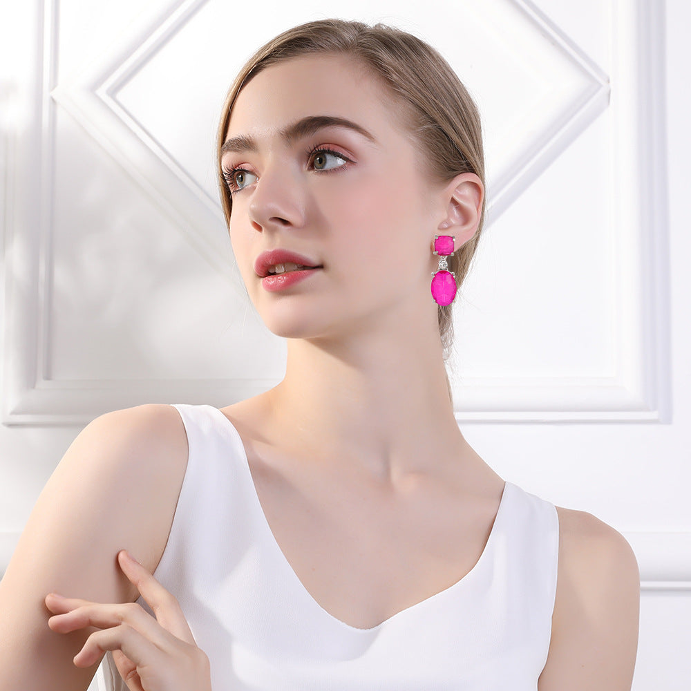 Wholesale Geometric Diamond Stud Zinc Alloy Earrings