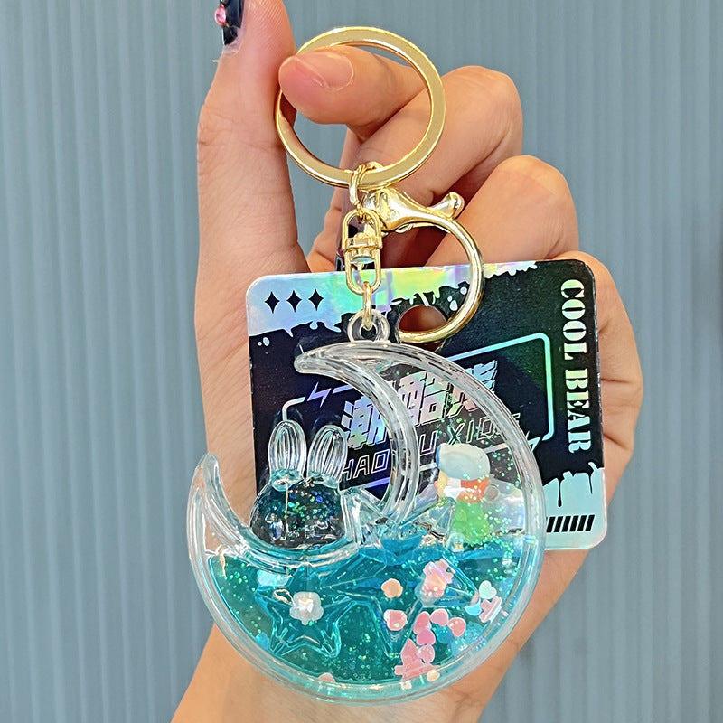 Wholesale Half Moon Artist Quicksand Bottle Acrylic Keychains