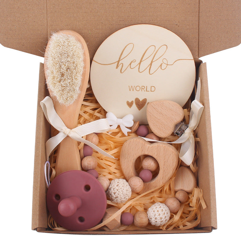 Wholesale Baby Beech Teether Handmade Bow Pacifier Chain Soothing Five-piece Set