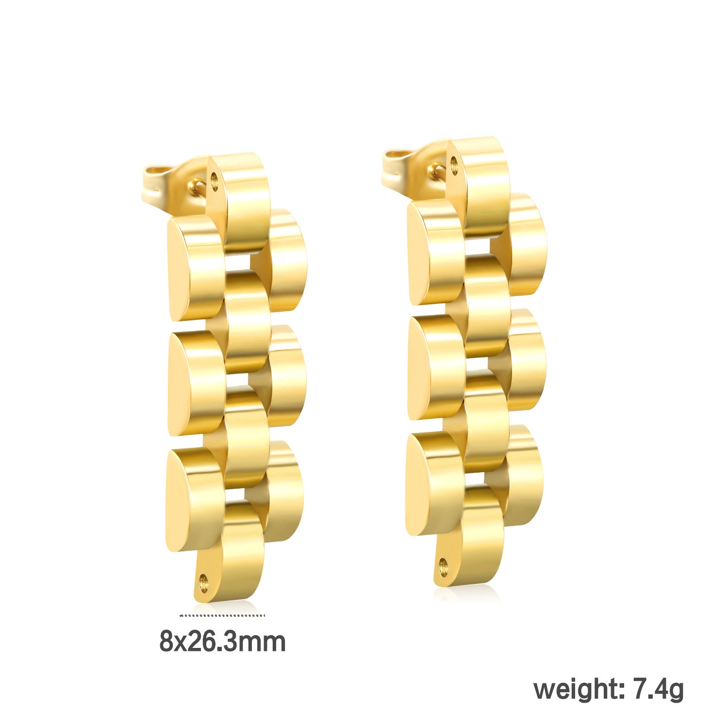 Wholesale 18k Gold-Plated Stainless Steel Stud Earrings,  Snake-Shaped Cartilage Studs