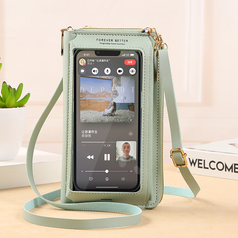 Wholesale Touch Screen Mobile Phone Bag Multifunctional Transparent Mini PU Leather Bag