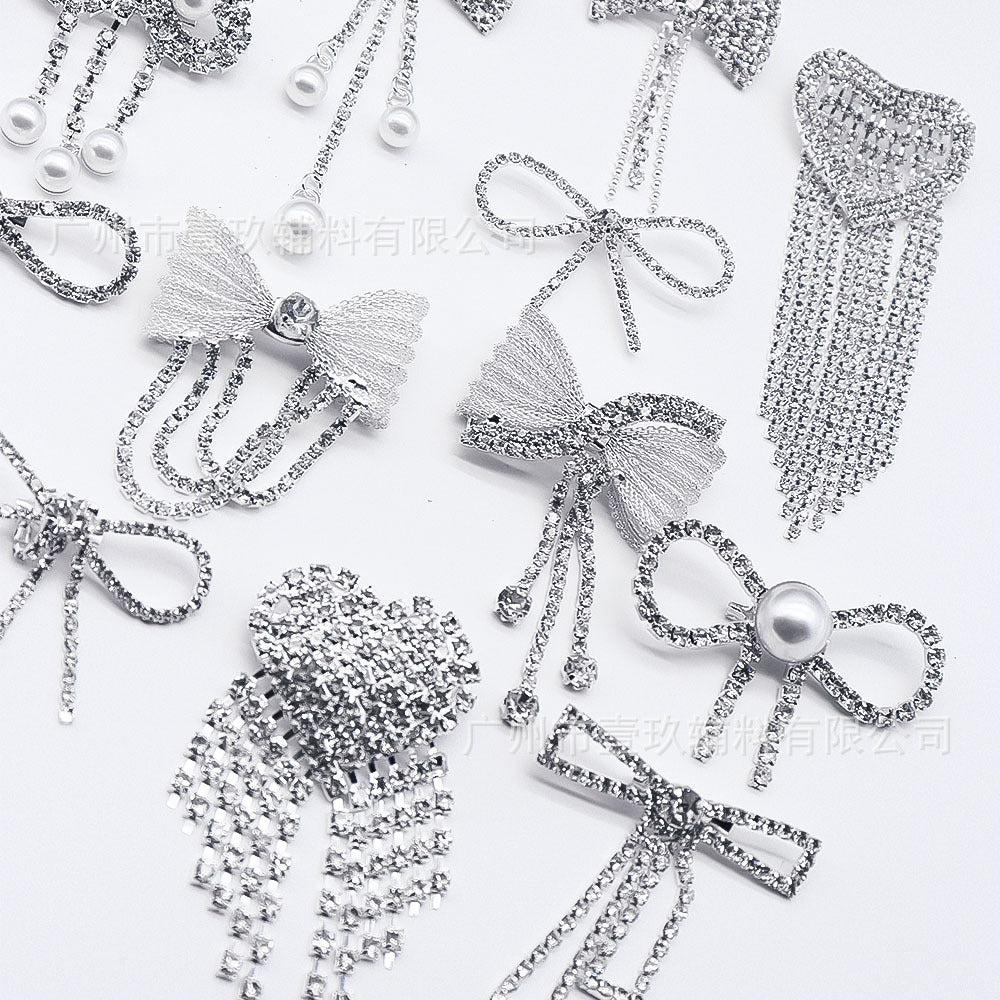 Wholesale Diverse Silver Bow Water Diamond Crystal Chest Flower DIY Patches
