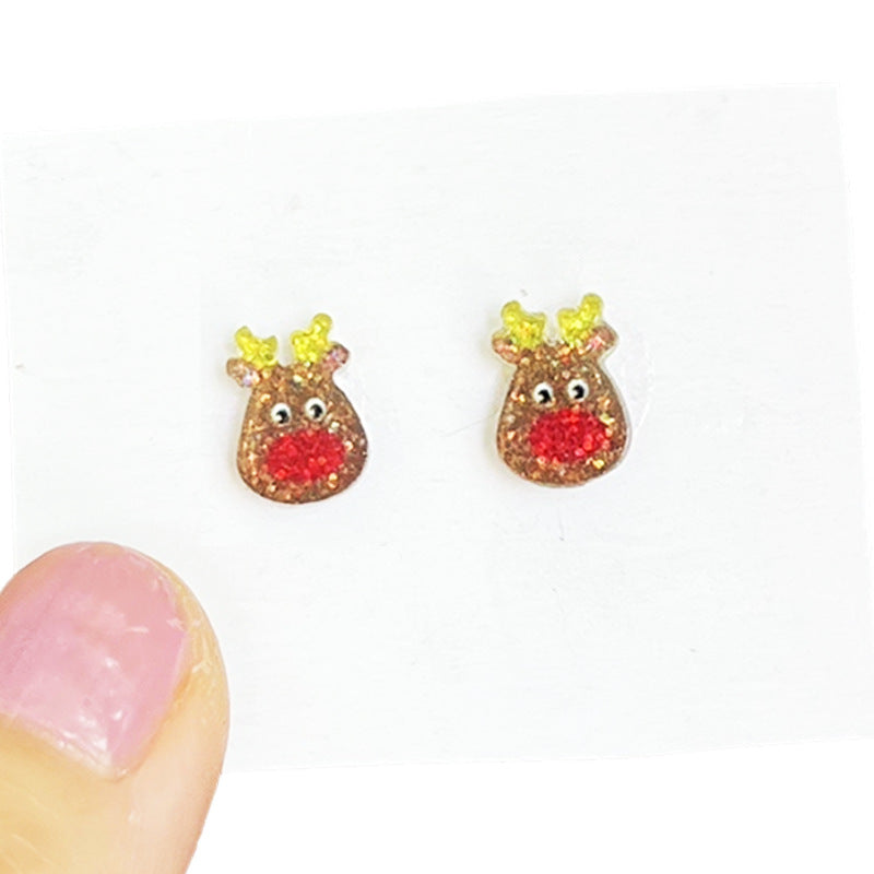 Wholesale  2pairs/pack  Christmas tree bow gingerbread shiny earrings