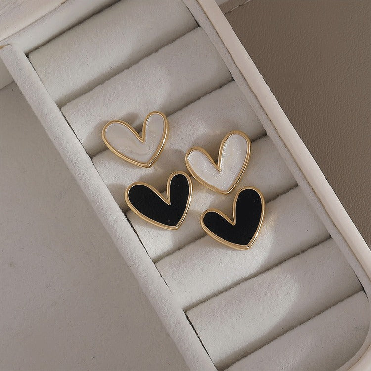 Wholesale Black Heart Enamel Drop Earrings Alloy Plated French Vintage Style Jewelry Accessory For Party Wear Gift Resale