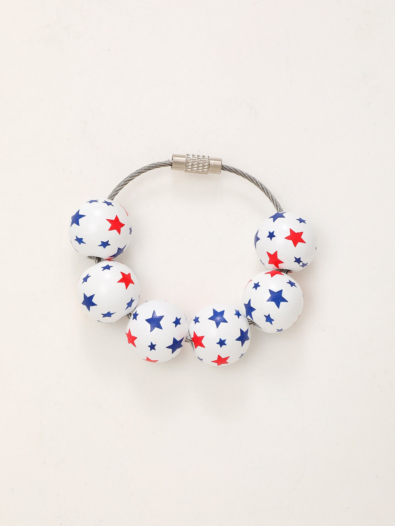 Wholesale American Independence Day Ball Series Wooden Beaded Keychain Decoration