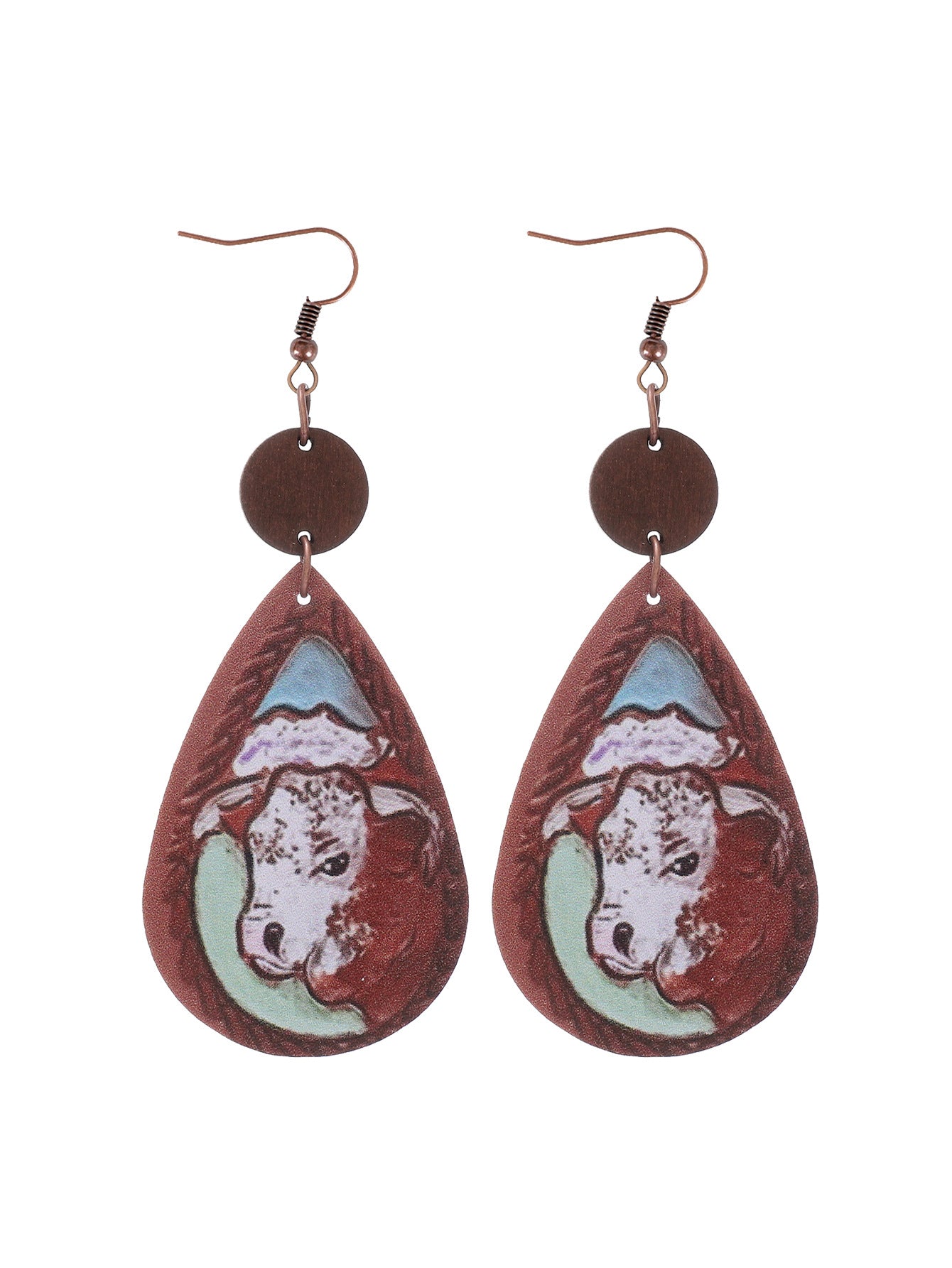 Wholesale Cactus-patterned leather earrings