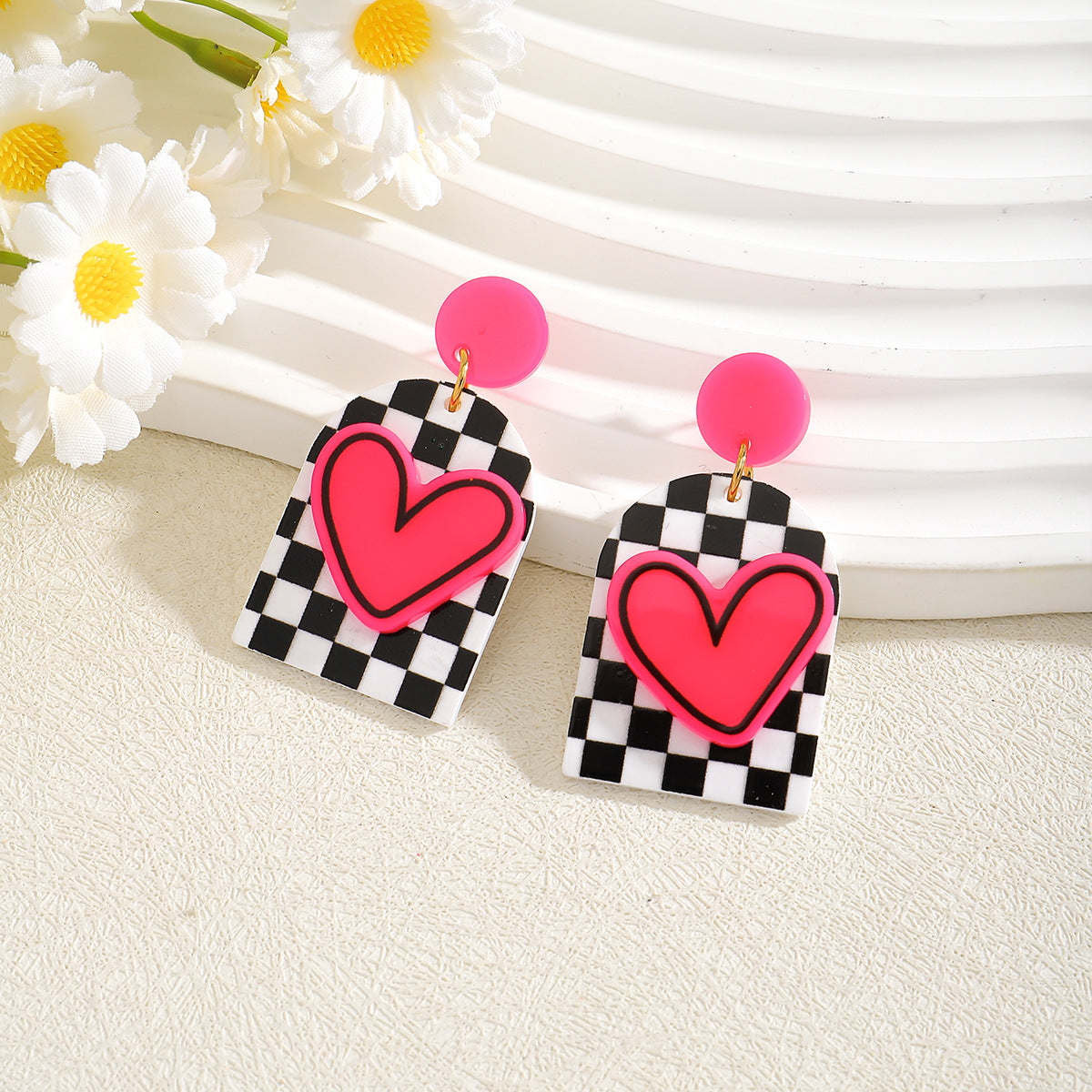 Wholesale Valentine' s Day Love Whale Wine Glass Letter Set Acrylic Earrings