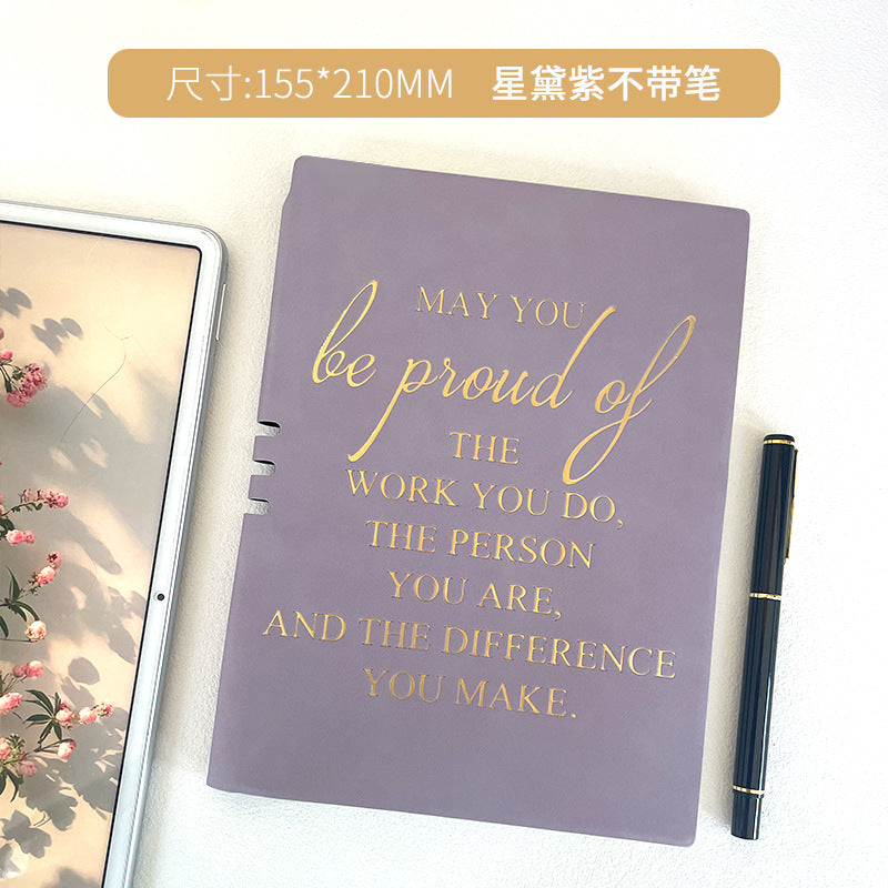 Wholesale ncentive Notebook with Pen Insertable Simple Leather-Covered High-Value Handbook Notepad