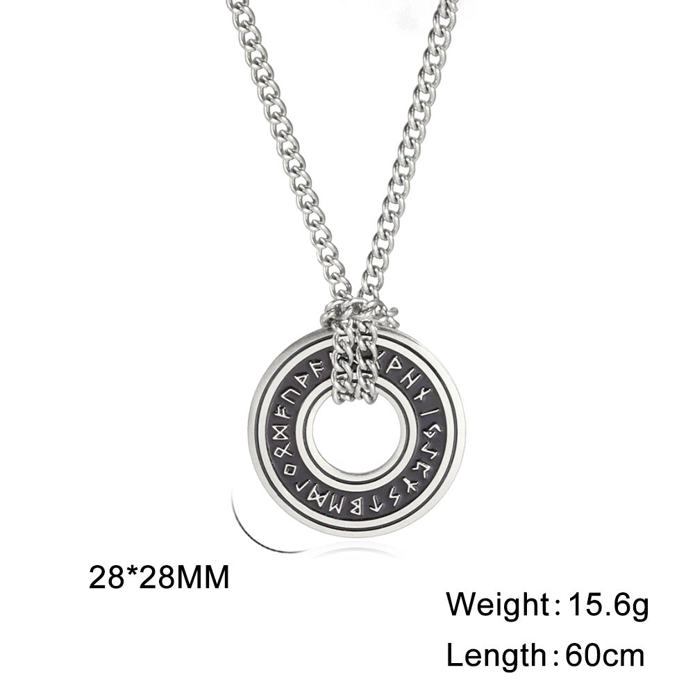 Wholesale Vintage Viking Circle Pendant Stainless Steel Men's Necklace