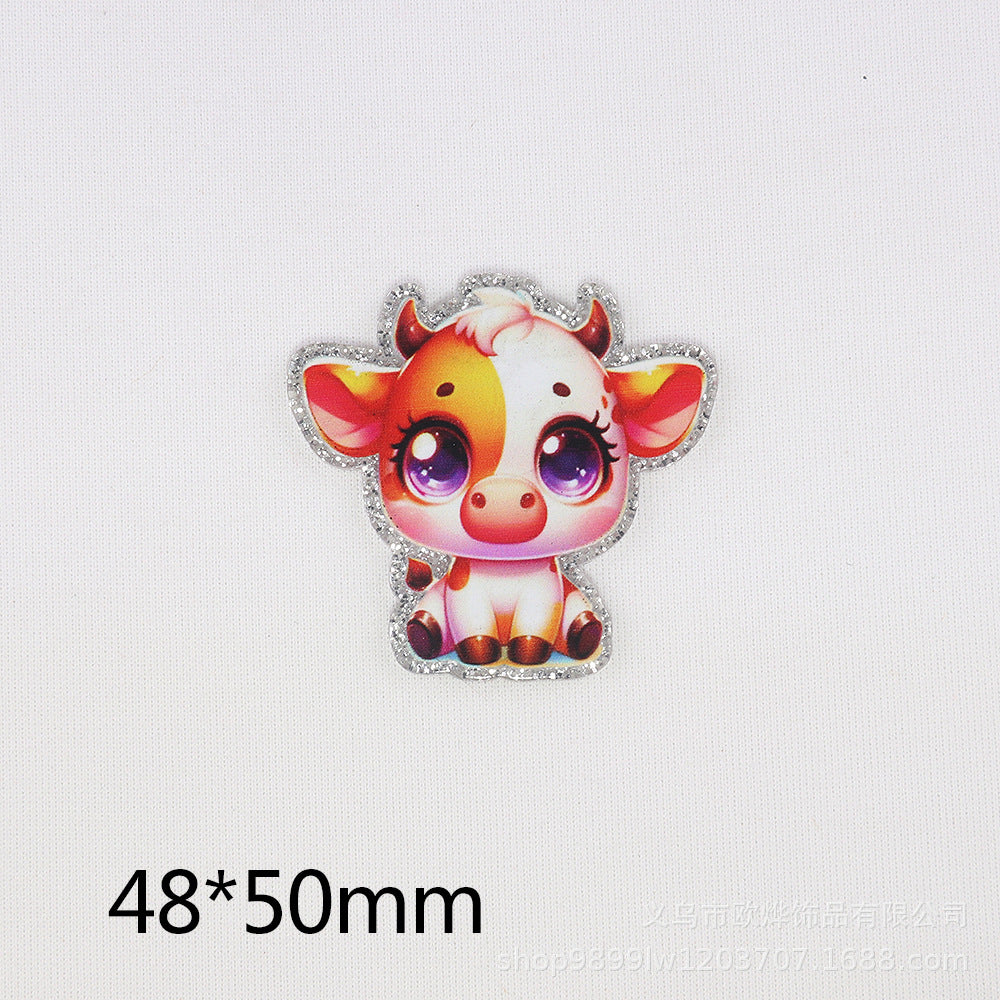 Wholesale 10PCS FlatBack Cartoon Dragon Calf Letter Ornaments Acrylic DIY Patch Accessories