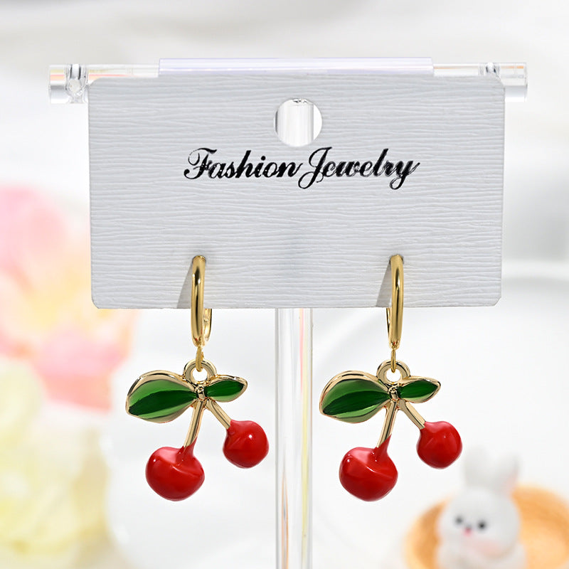 Wholesale Red cherry earrings exquisite cute pendant