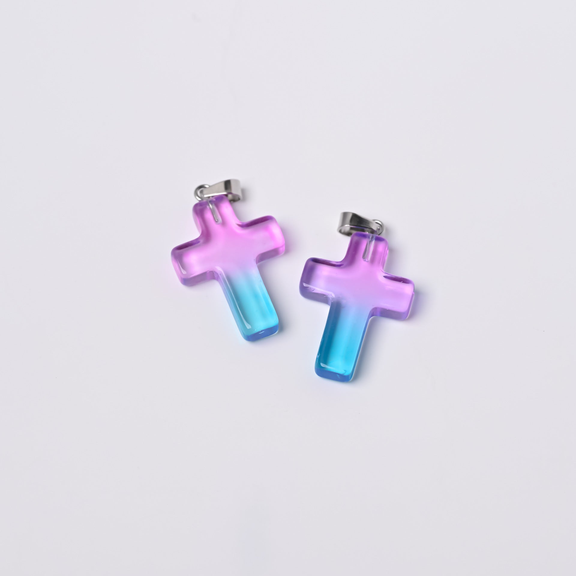 Wholesale Multicolor glass water drop cross pendant accessories DIY