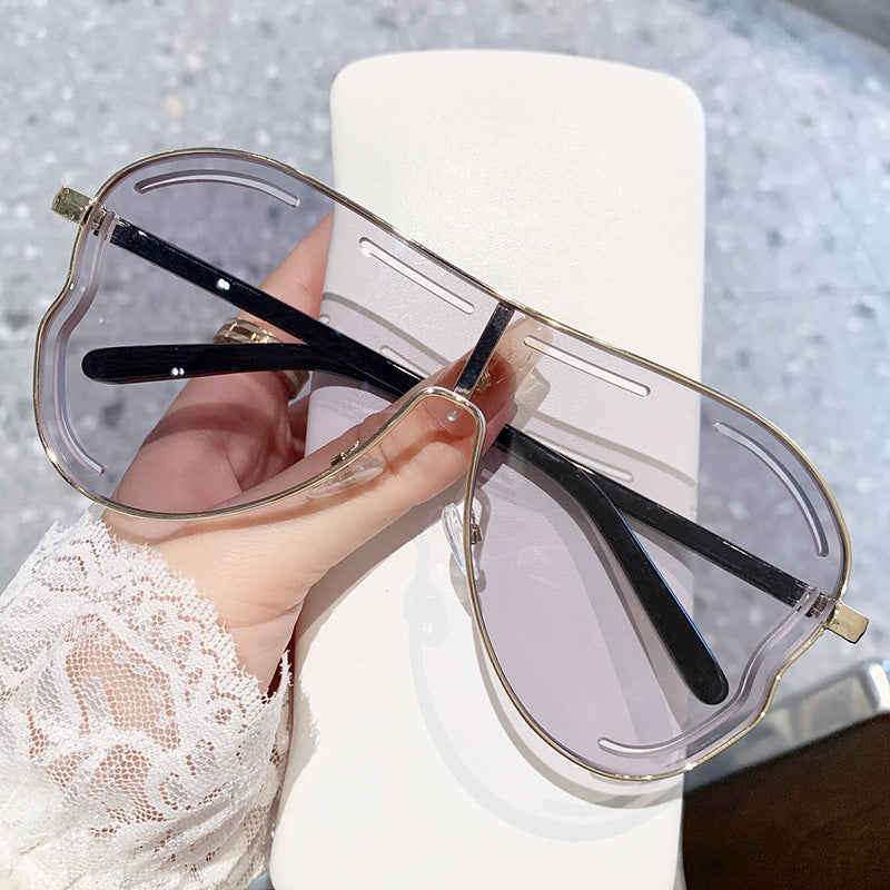 Wholesale big frame sunglasses party sunglasses one-body lenses hollow sunglasses