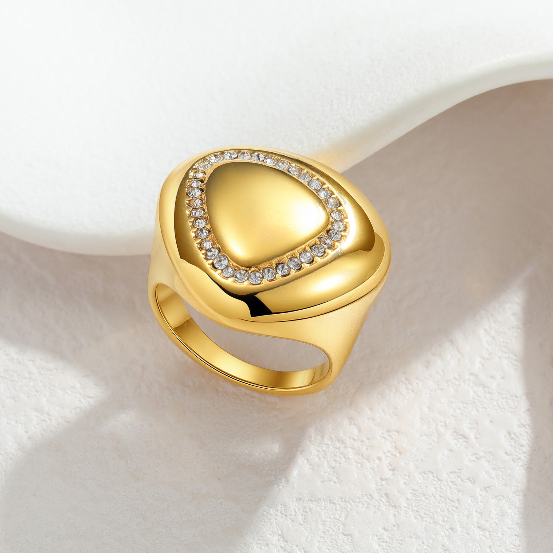 Wholesale Triangle Geometric Ring For Women Stainless Steel Electroplated Trendy Jewelry Everyday Wear Gift