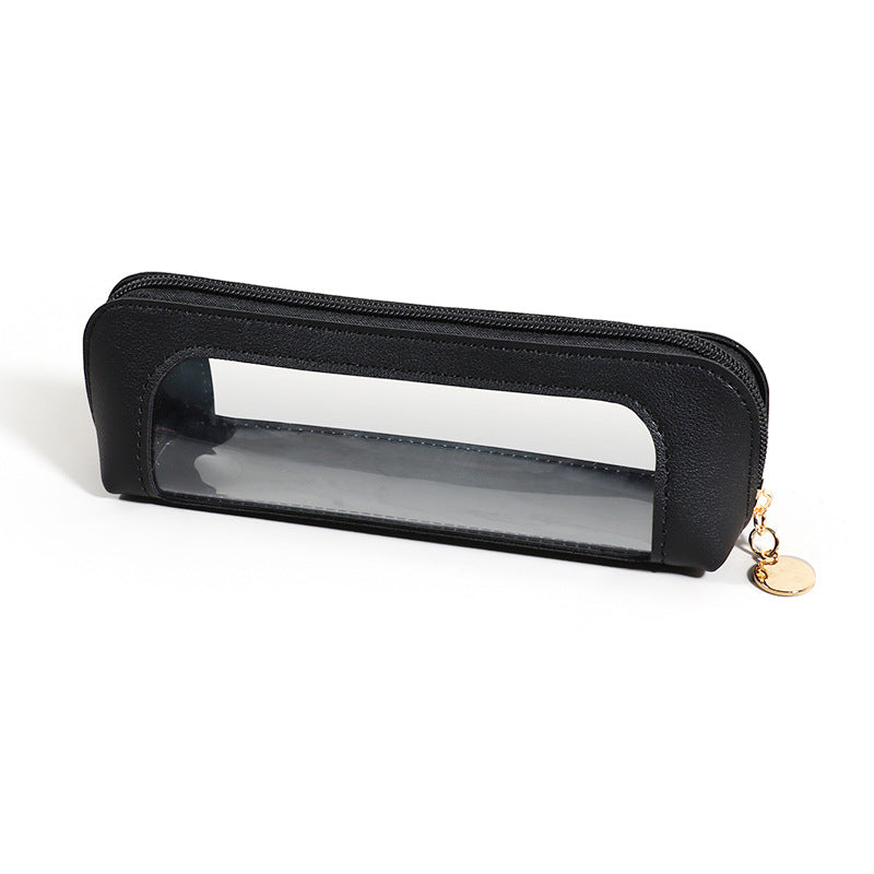 Wholesale Leather transparent large capacity pencil case