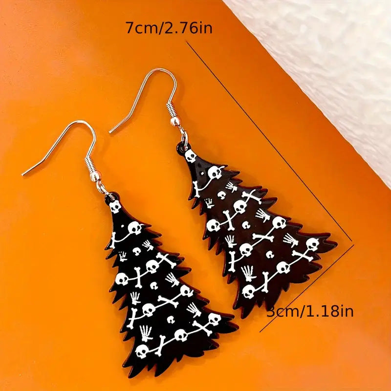 Wholesale Skull Print Party Christmas Tree Earrings Acrylic Earrings