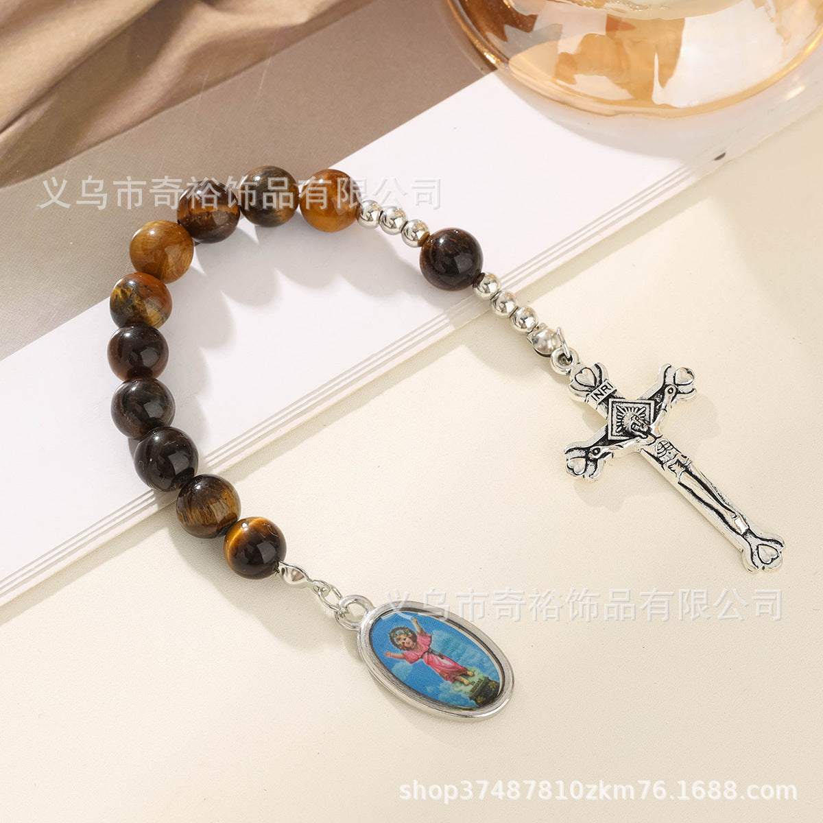 Wholesale Tiger Eye Rosary Prayer Gemstone Bracelet