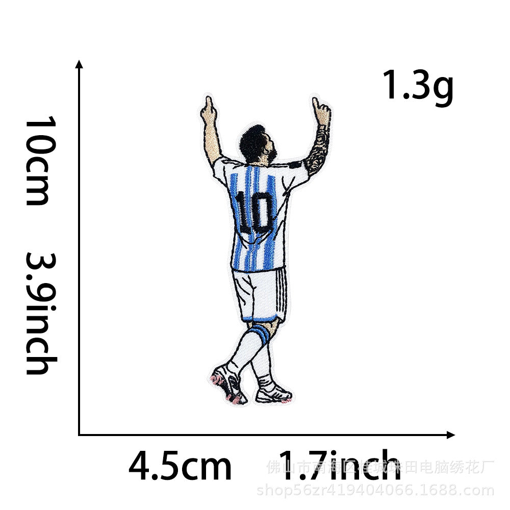 Wholesale Football Star Embroidered Patch Iron On DIY Cloth Badge For Clothing Stylish Fashion Accessory For Resale
