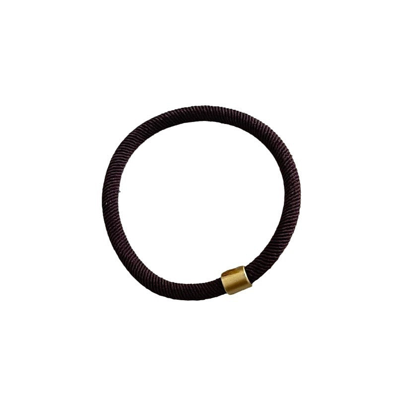 Wholesale High Elastic Brown Threaded Gold Bead Hairband