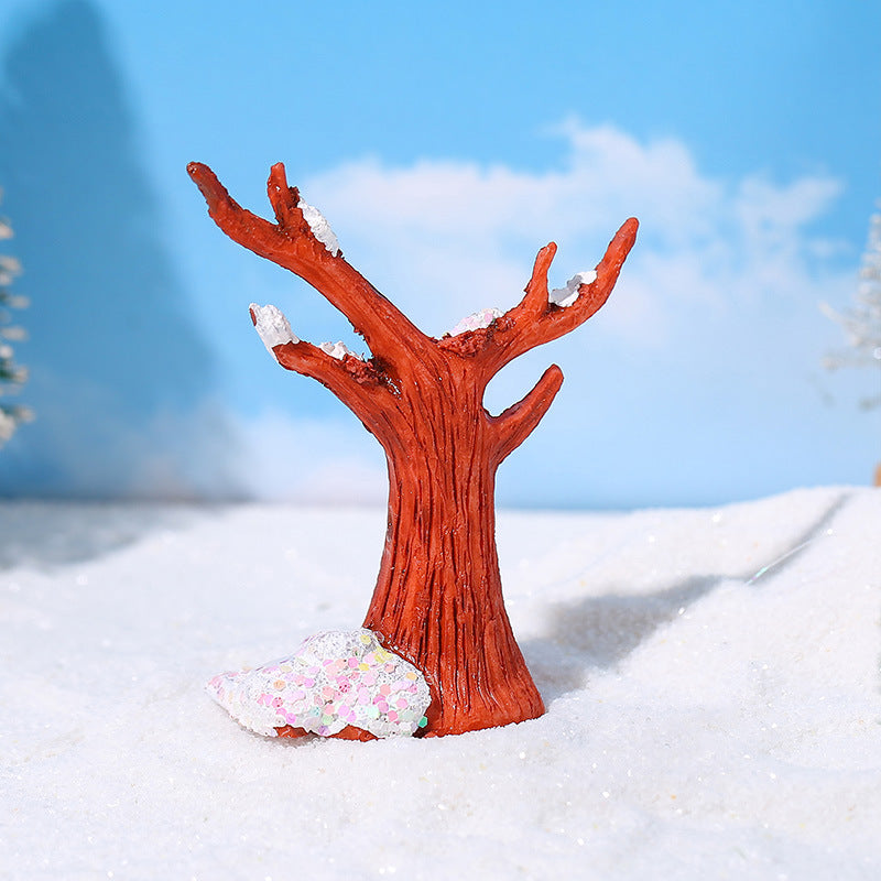 Wholesale Luminous light micro landscape ornaments resin crafts snow tree Christmas ornaments