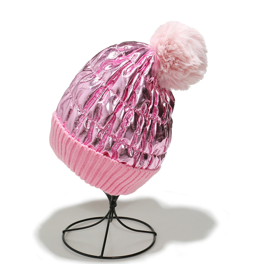 Wholesale Autumn and Winter New Down Wool Warm and Down Thickened Ear Protection Knit Hat