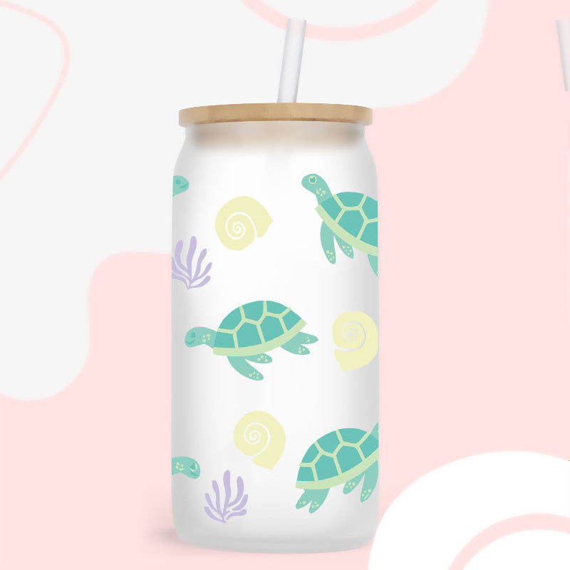 Wholesale Colorful cute marine cartoon animals 16oz Cup UV DTF Wraps