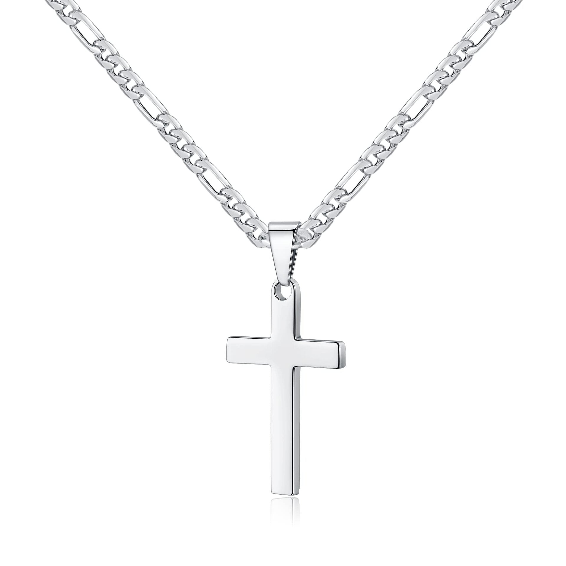 Wholesale Gold Plated Stainless Steel Cross Necklace Men's Figaro Chain