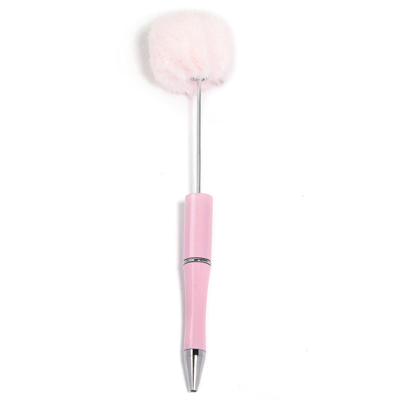 Wholesale 5pcs Macaron DIY Ball Creative Plush Bead Plastic Ballpoint Pen