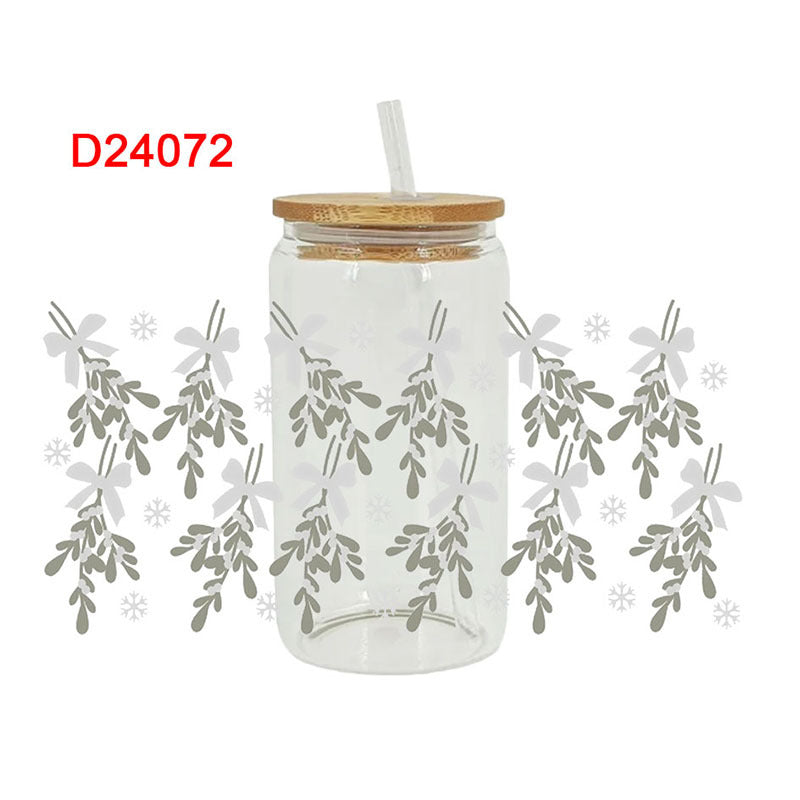 Wholesale Green Branches Leaves Flowers Branches 16oz Cup UV DTF Wraps