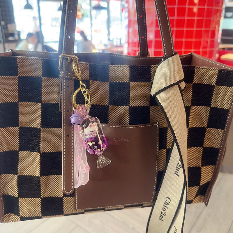 Wholesale Candy Little White Rabbit Oil Drifting Sand Bottle Acrylic Keychain