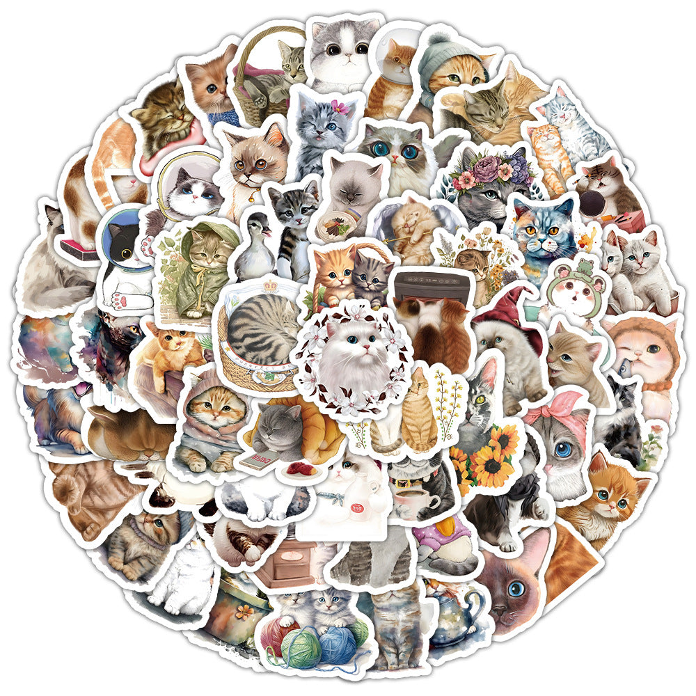 Wholesale 100 Cartoon Cute Kittens and Puppies Waterproof Vinyl Stickers