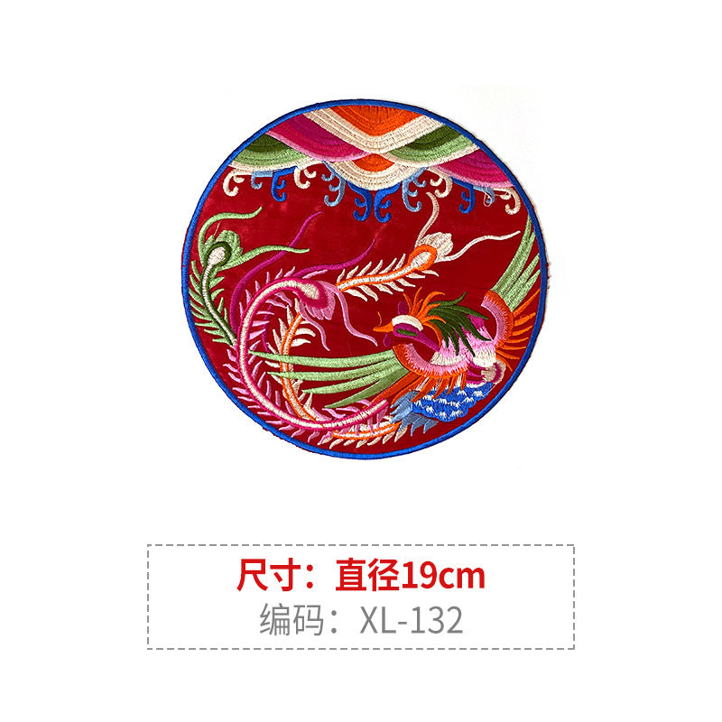 Wholesale Chinese Style Dragon Phoenix Round Satin Fabric Patches For Coat Decoration 8 Pack Stylish DIY Accessory