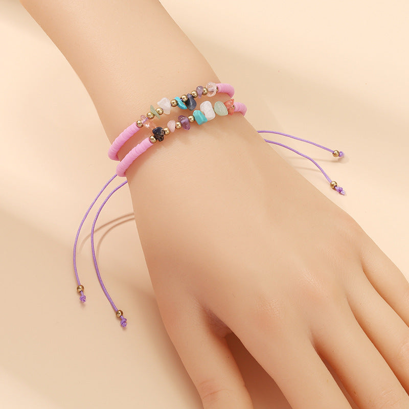 Wholesale Colored Soft Pottery Pieces Ethnic Style Stacking Bracelets