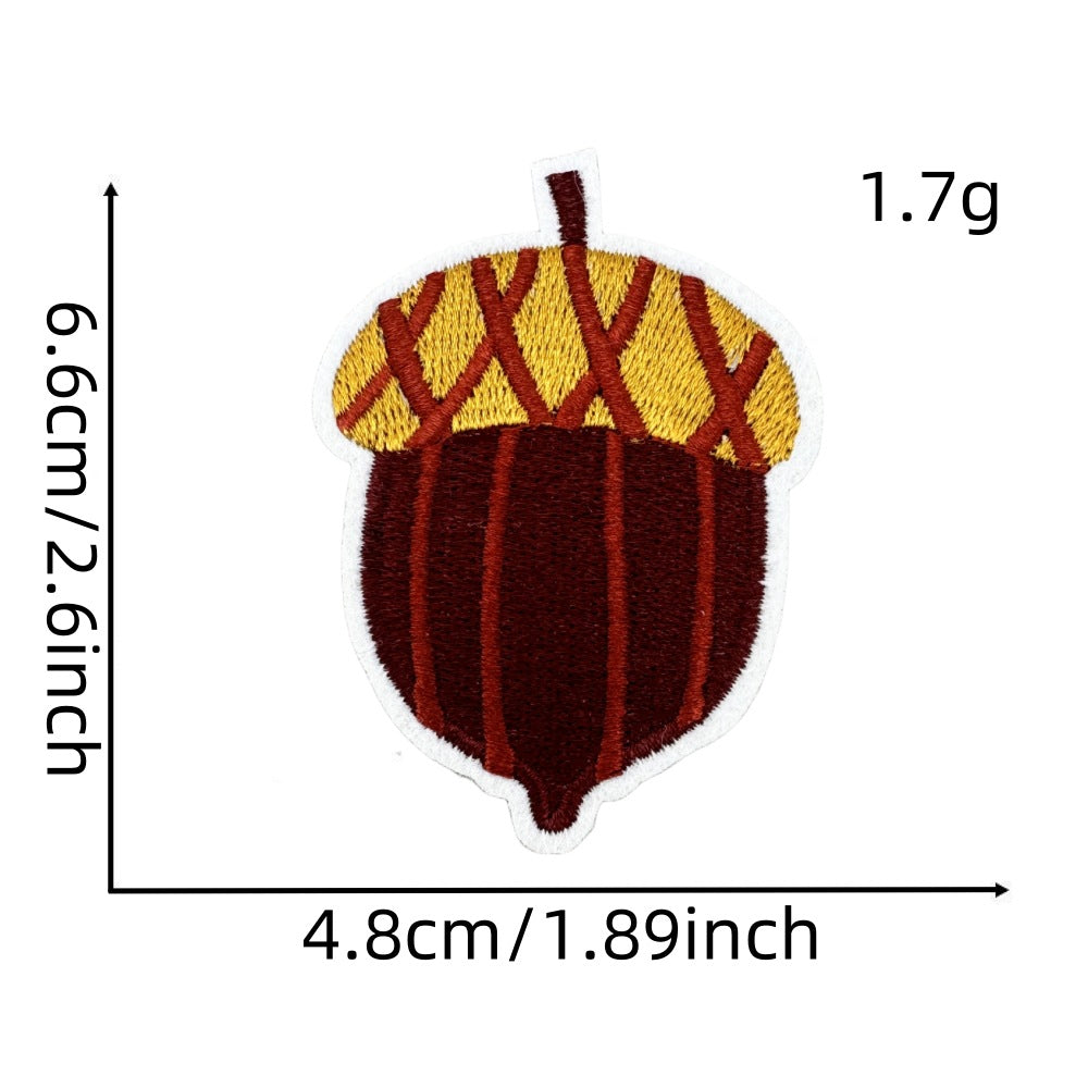 Wholesale Cartoon Autumn Harvest Embroidered Patches Pumpkin Maple Leaf Honey Pot Party Applique Decorative Craft Supply For Clothing Resale