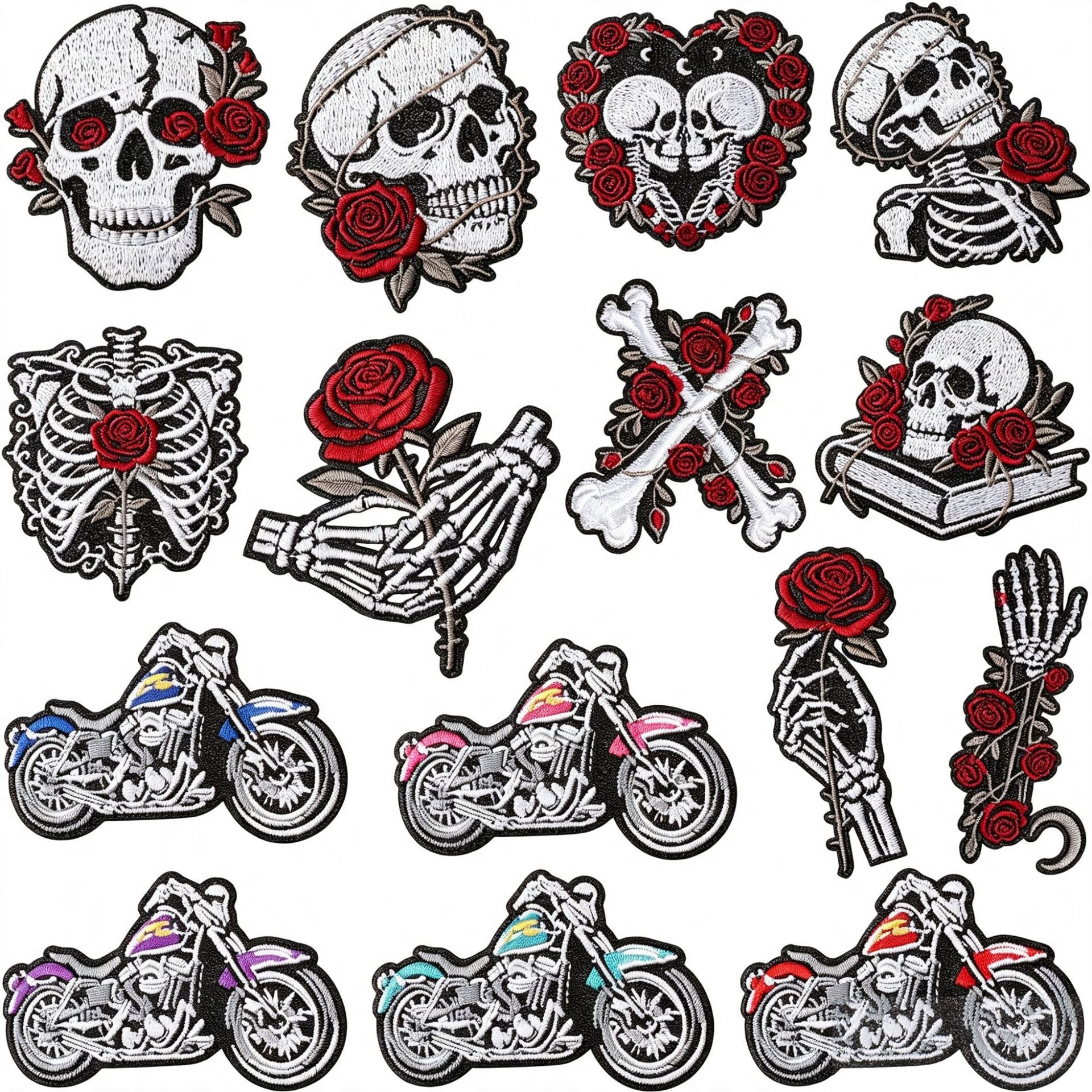 Wholesale Leather Skull  Embroidered Patch Iron On DIY Accessory For Clothing Backpack