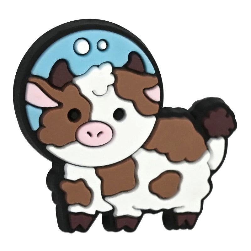 Wholesale 100pcs cartoon colorful cow pen bead accessories DIY soft rubber beads
